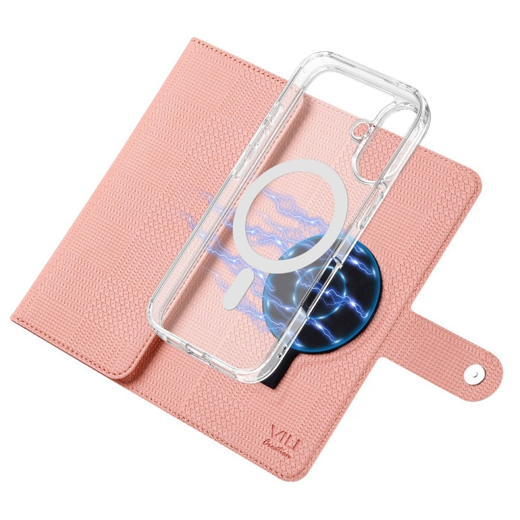 For iPhone 15 Plus ViLi GHA-C Series RFID MagSafe Magnetic Flip Leather Phone Case(Pink)