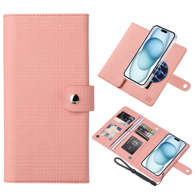 For iPhone 15 Plus ViLi GHA-C Series RFID MagSafe Magnetic Flip Leather Phone Case(Pink)