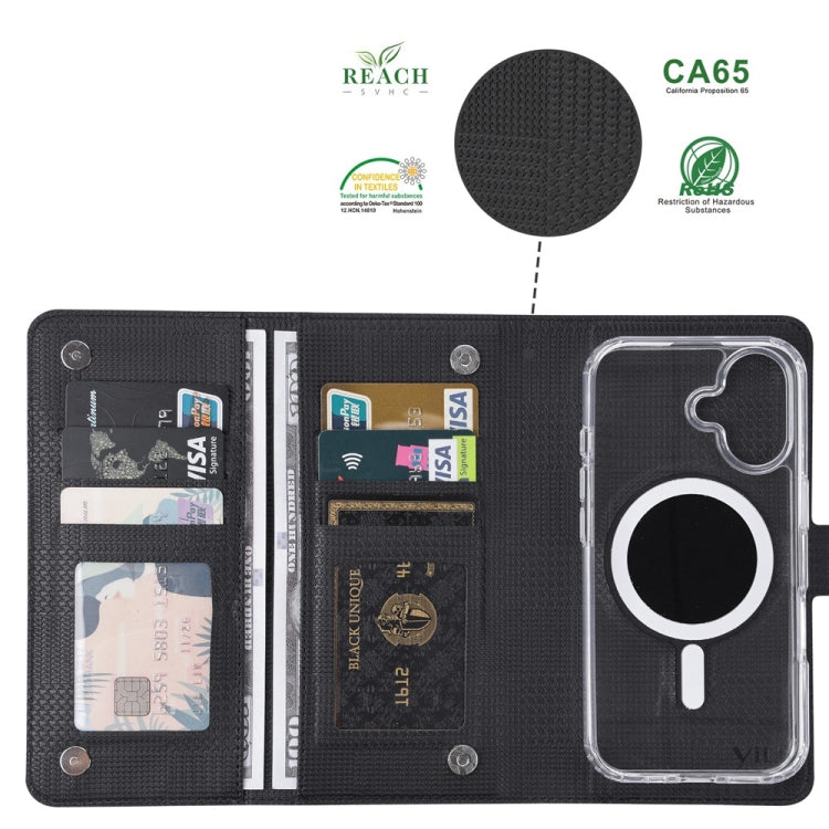 For iPhone 14 ViLi GHA-C Series RFID MagSafe Magnetic Flip Leather Phone Case(Black)