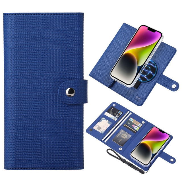 For iPhone 14 ViLi GHA-C Series RFID MagSafe Magnetic Flip Leather Phone Case(Blue)
