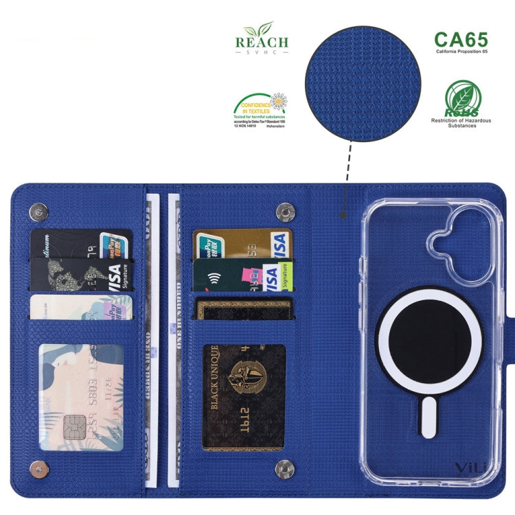 For iPhone 14 Pro Max ViLi GHA-C Series RFID MagSafe Magnetic Flip Leather Phone Case(Blue)