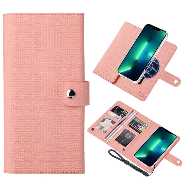 For iPhone 13 Pro Max ViLi GHA-C Series RFID MagSafe Magnetic Flip Leather Phone Case(Pink)