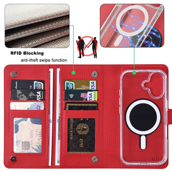 For iPhone 13 Pro ViLi GHA-C Series RFID MagSafe Magnetic Flip Leather Phone Case(Red)