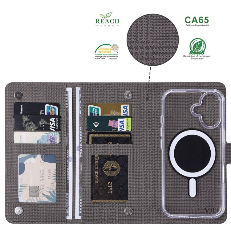 For iPhone 13 ViLi GHA-C Series RFID MagSafe Magnetic Flip Leather Phone Case(Grey)