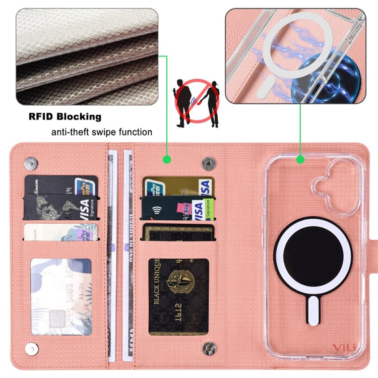 For iPhone 13 ViLi GHA-C Series RFID MagSafe Magnetic Flip Leather Phone Case(Pink)