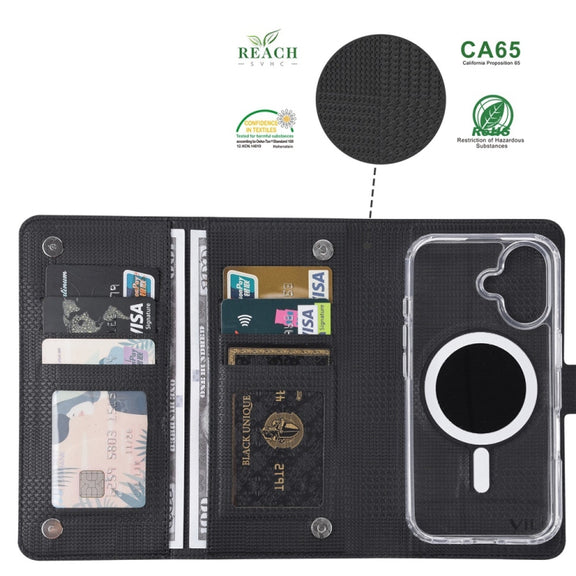 For iPhone 13 ViLi GHA-C Series RFID MagSafe Magnetic Flip Leather Phone Case(Black)