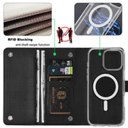 For iPhone 16 ViLi GHB-C Series RFID MagSafe Magnetic Flip Leather Phone Case(Black)