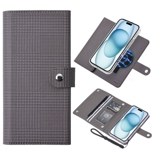 For iPhone 15 Plus ViLi GHB-C Series RFID MagSafe Magnetic Flip Leather Phone Case(Grey)