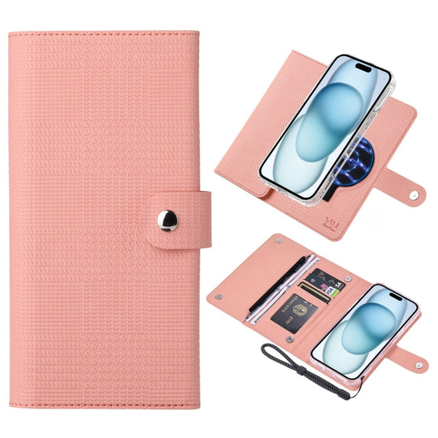 For iPhone 15 Plus ViLi GHB-C Series RFID MagSafe Magnetic Flip Leather Phone Case(Pink)