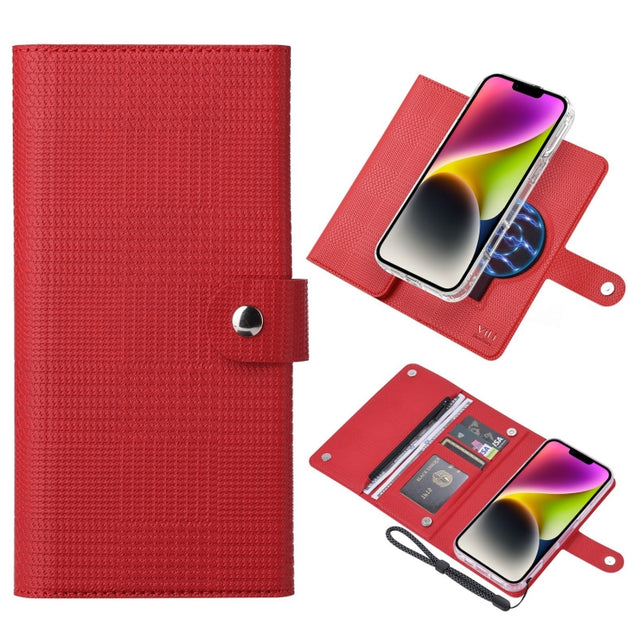 For iPhone 14 ViLi GHB-C Series RFID MagSafe Magnetic Flip Leather Phone Case(Red)