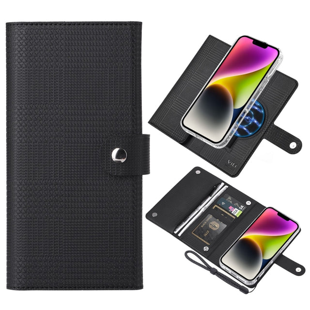 For iPhone 14 Plus ViLi GHB-C Series RFID MagSafe Magnetic Flip Leather Phone Case(Black)