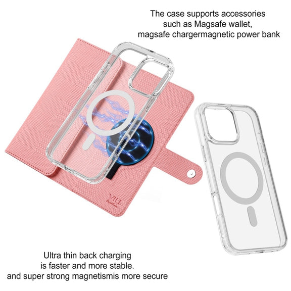For iPhone 14 Pro ViLi GHB-C Series RFID MagSafe Magnetic Flip Leather Phone Case(Pink)