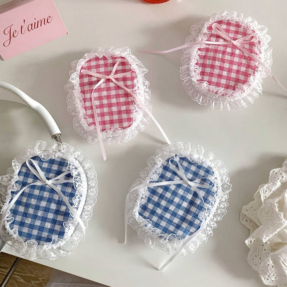 For Apple AirPods Max Headphones Lattice Lace Protective Case(Pink)