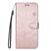 For Samsung Galaxy S25 Ultra 5G Cat and Bee Embossed Flip Leather Phone Case(Rose Gold)