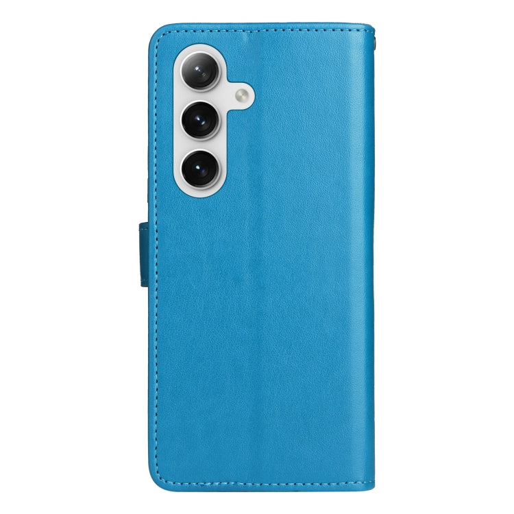 For Samsung Galaxy S25 / S24 5G Cat and Bee Embossed Flip Leather Phone Case(Blue)