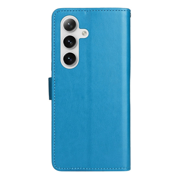 For Samsung Galaxy S25 / S24 5G Cat and Bee Embossed Flip Leather Phone Case(Blue)