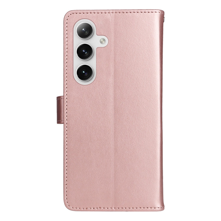 For Samsung Galaxy S25 / S24 5G Cat and Bee Embossed Flip Leather Phone Case(Rose Gold)