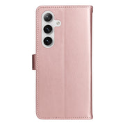 For Samsung Galaxy S25+ / S24+ 5G Cat and Bee Embossed Flip Leather Phone Case(Rose Gold)