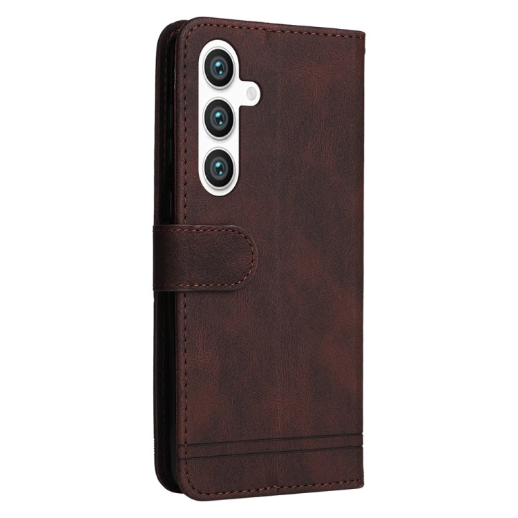 For Samsung Galaxy S25 5G Skin Feel Life Tree Metal Button Leather Phone Case(Brown)