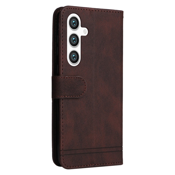 For Samsung Galaxy S25 5G Skin Feel Life Tree Metal Button Leather Phone Case(Brown)