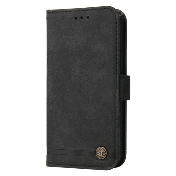 For Samsung Galaxy S25 Ultra 5G Skin Feel Life Tree Metal Button Leather Phone Case(Black)