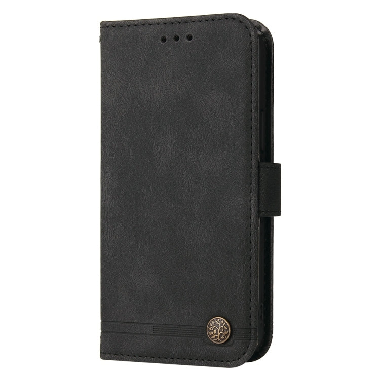 For Samsung Galaxy S25 Ultra 5G Skin Feel Life Tree Metal Button Leather Phone Case(Black)