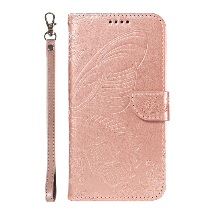 For Samsung Galaxy S25 / S24 5G Swallowtail Butterfly Embossed Leather Phone Case(Rose Gold)