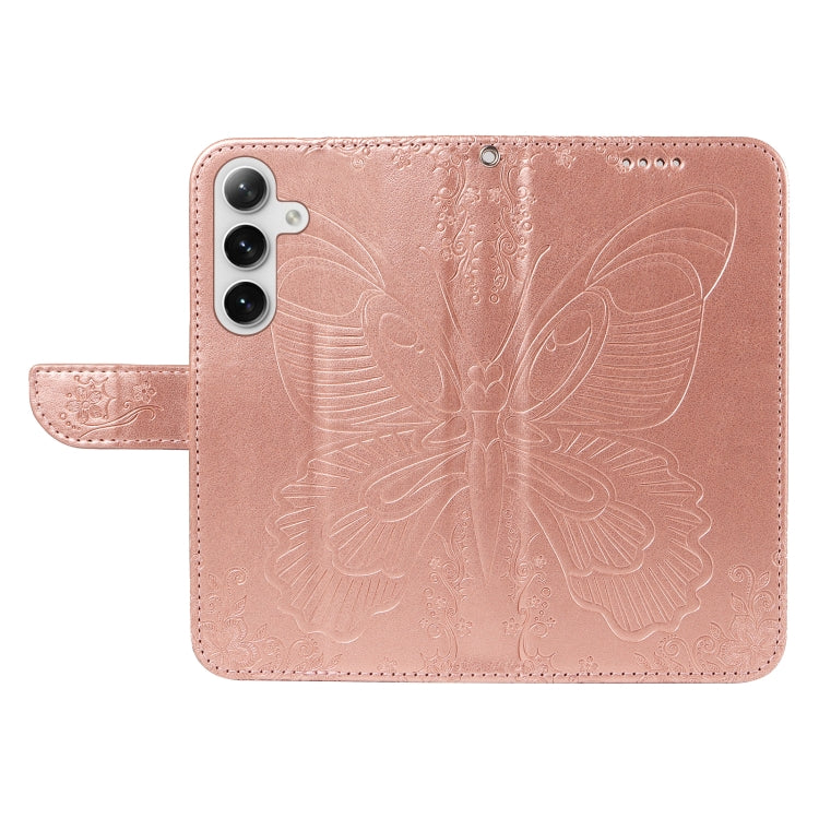 For Samsung Galaxy S25 / S24 5G Swallowtail Butterfly Embossed Leather Phone Case(Rose Gold)
