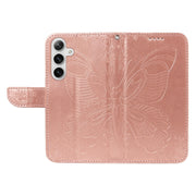 For Samsung Galaxy S25 / S24 5G Swallowtail Butterfly Embossed Leather Phone Case(Rose Gold)