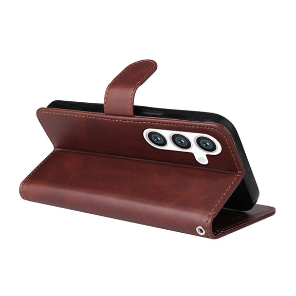 For Samsung Galaxy S25 5G Classic Calf Texture Flip Leather Phone Case(Brown)