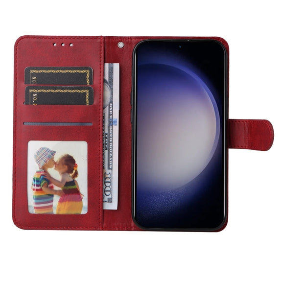 For Samsung Galaxy S25+ 5G Classic Calf Texture Flip Leather Phone Case(Red)