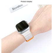 For Apple Watch Series 10 46mm Colorful Dots Magnetic Silicone Watch Band(White)