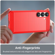 For Samsung Galaxy S25 5G Carbon Fiber Brushed Texture TPU Phone Case(Red)