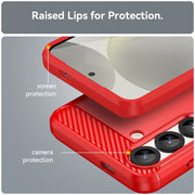 For Samsung Galaxy S25 5G Carbon Fiber Brushed Texture TPU Phone Case(Red)