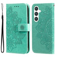 For Samsung Galaxy S25 5G Seven-petal Flowers Embossing Leather Phone Case(Green) - Galaxy S25 5G Cases by PMC Jewellery | Online Shopping South Africa | PMC Jewellery | Buy Now Pay Later Mobicred