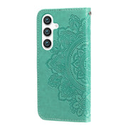 For Samsung Galaxy S25 5G Seven-petal Flowers Embossing Leather Phone Case(Green)