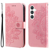 For Samsung Galaxy S25 5G Seven-petal Flowers Embossing Leather Phone Case(Rose Gold)