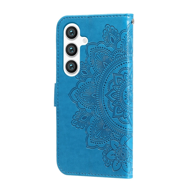 For Samsung Galaxy S25+ 5G Seven-petal Flowers Embossing Leather Phone Case(Blue)
