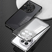 For OnePlus Ace 3 Pro Snap Buckle Single-sided Metal Frame Frosted Phone Case(Silver)