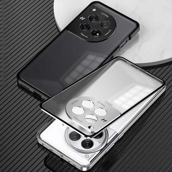 For OnePlus Ace 3 Pro Snap Buckle Single-sided Metal Frame Frosted Phone Case(Space Black)