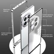 For OnePlus 13 Snap Buckle Single-sided Metal Frame Frosted Phone Case(Silver)
