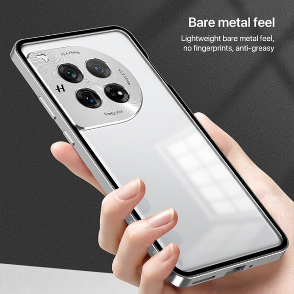 For OnePlus 13 Snap Buckle Single-sided Metal Frame Frosted Phone Case(Space Black)