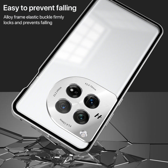For OnePlus Ace 3 Pro Snap Buckle Single-sided Metal Frame Frosted Phone Case(Silver)
