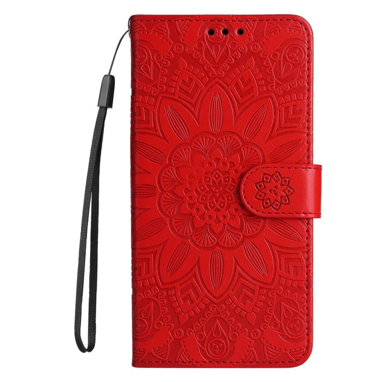 For Redmi K70 Ultra Embossed Sunflower Leather Phone Case(Red)