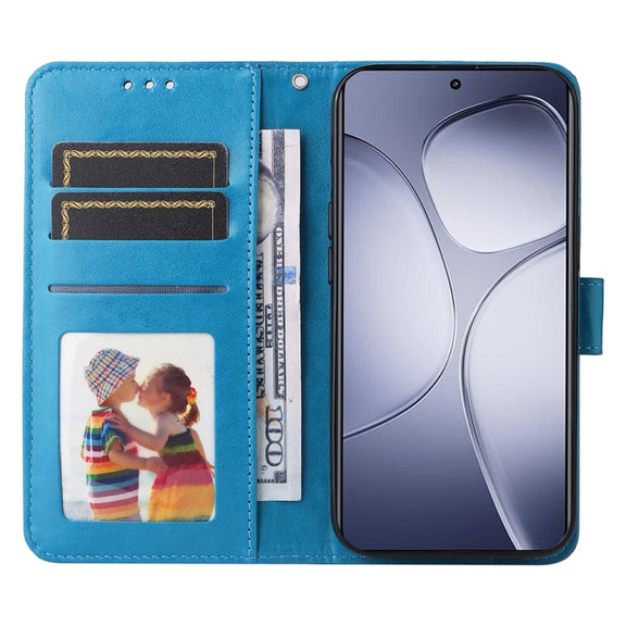 For Redmi K70 Ultra Embossed Sunflower Leather Phone Case(Blue)