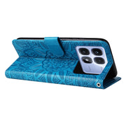 For Redmi K70 Ultra Embossed Sunflower Leather Phone Case(Blue)