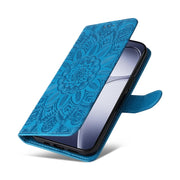For Redmi K70 Ultra Embossed Sunflower Leather Phone Case(Blue)