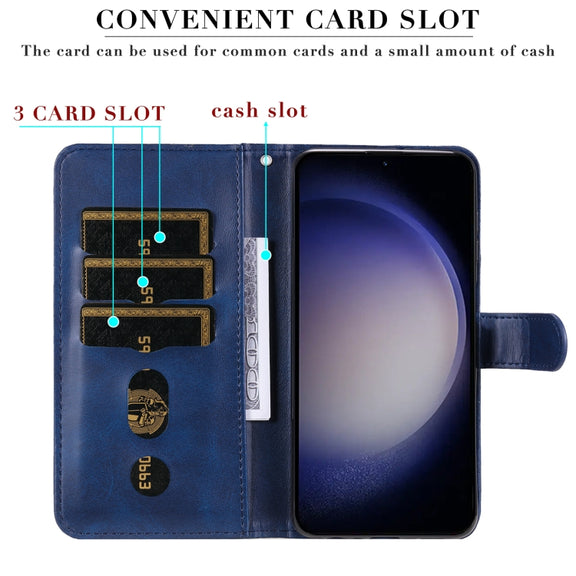 For Samsung Galaxy S25+ 5G Fashion Calf Texture Zipper Leather Phone Case(Blue)