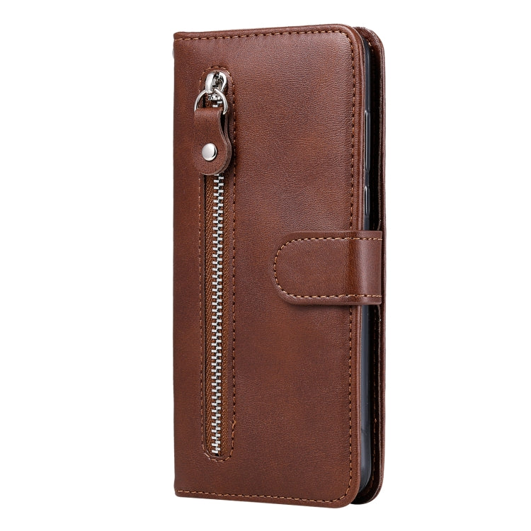 For Samsung Galaxy S25+ 5G Fashion Calf Texture Zipper Leather Phone Case(Brown)