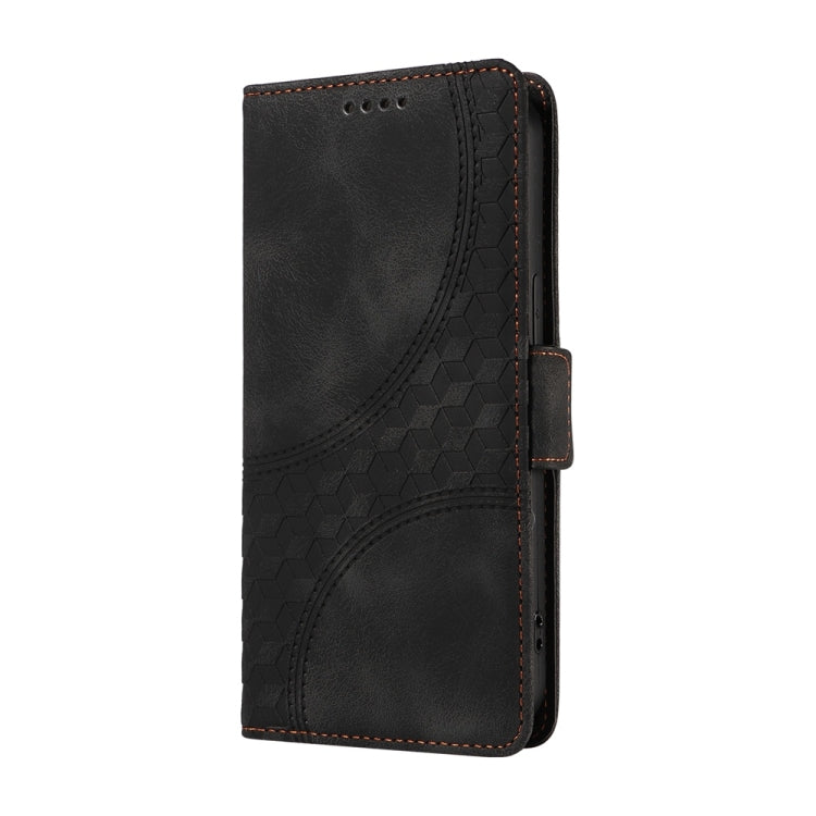 For Samsung Galaxy S25 5G Embossed Rhombus Starry Leather Phone Case(Black)